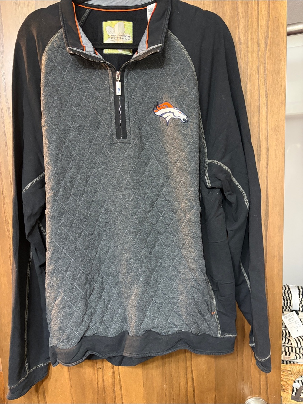 Denver Broncos Quilted Half-Zip Pullover - Gray/Black